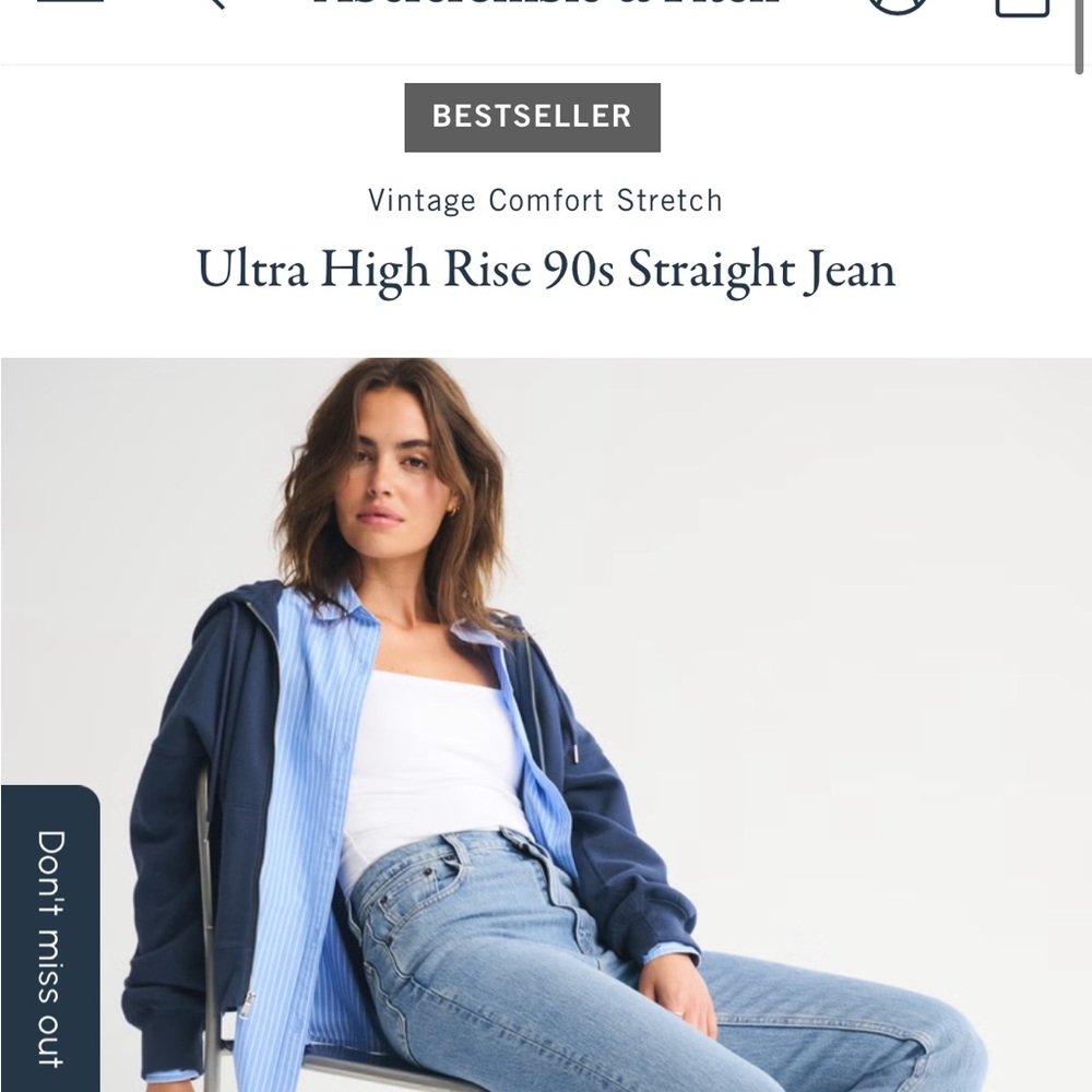 Abercrombie Ultra High Rise 90’s Straight Jean